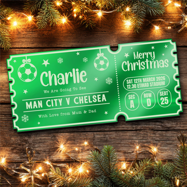 Green Mirror Acrylic Ticket Any Football Game match Xmas Personalised Any Text