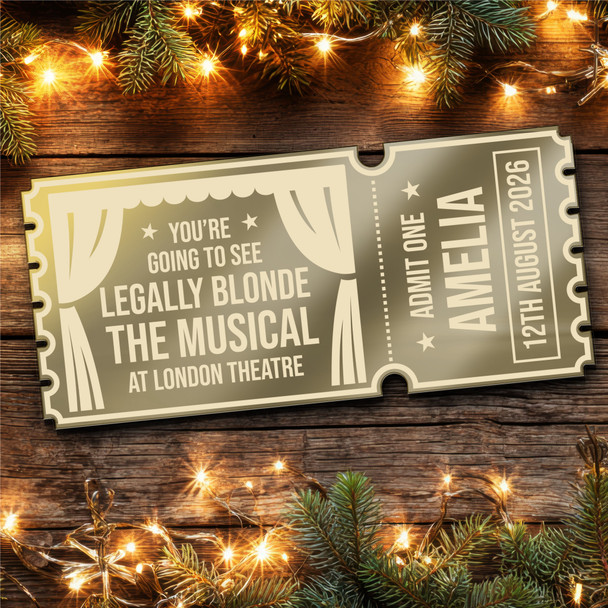Green Mirror Acrylic Ticket Legally Blonde The Musical Theatre show Personalised