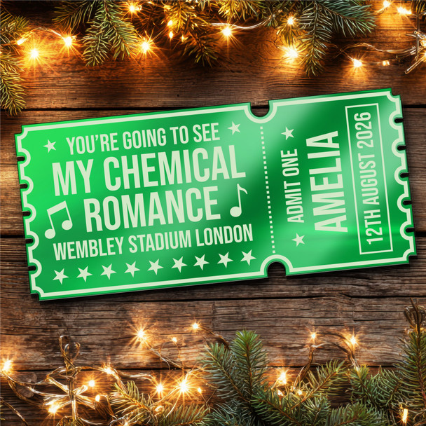Green Mirror Acrylic Ticket My Chemical Romance Concert Personalised Any Text