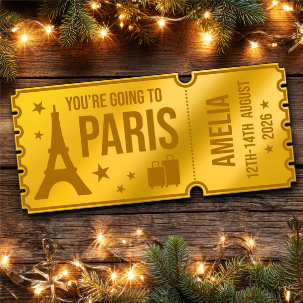 Green Mirror Acrylic Ticket Paris Trip Holiday Personalised Any Text Voucher Green Mirror Acrylic Ticket Paris Trip Holiday Personalised Any Text Voucher