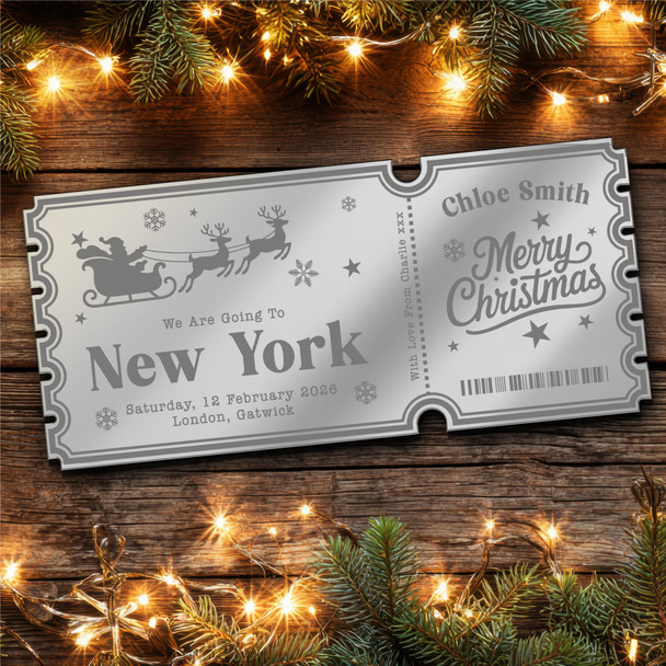 Pink Mirror Acrylic Ticket Any Destination Christmas Surprise Holiday Custom