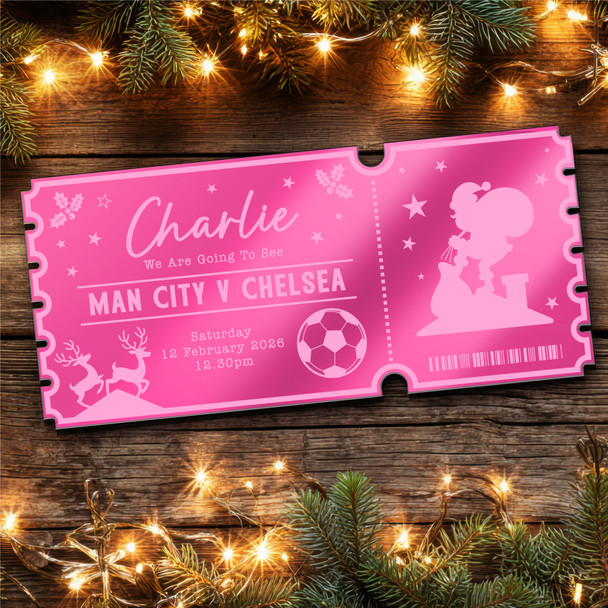 Pink Mirror Acrylic Ticket Any Football Match Christmas Personalised Any Text