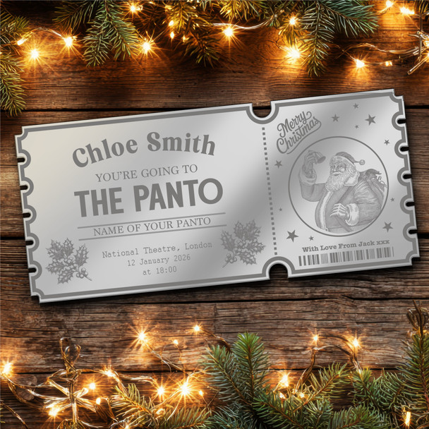Pink Mirror Acrylic Ticket Any Show Theatre Panto Santa Christmas Personalised