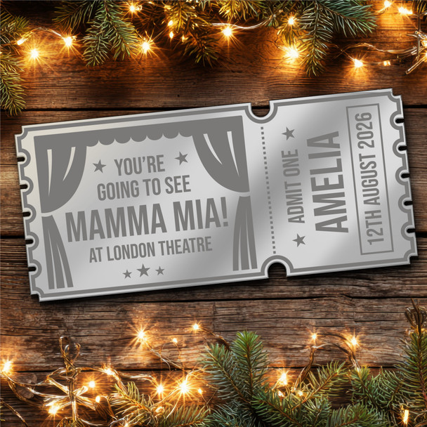 Pink Mirror Acrylic Ticket Mamma Mia Musical Theatre Show Personalised Any Text