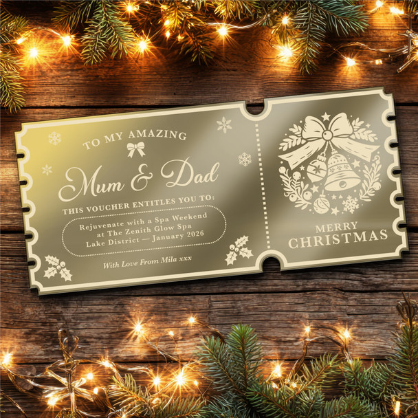 Pink Mirror Acrylic Ticket Spa Weekend Break Christmas Personalised Any Text