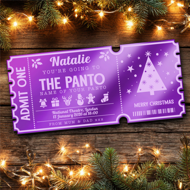 Purple Mirror Acrylic Ticket Any Theatre Show Musical Christmas Personalised