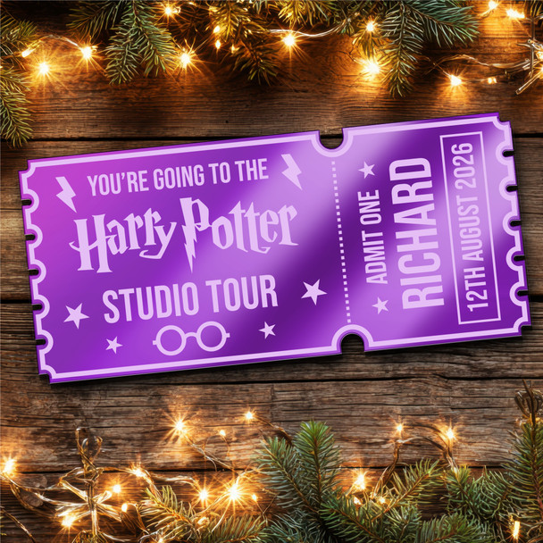 Purple Mirror Acrylic Ticket Harry Potter Studio Tour Personalised Any Text