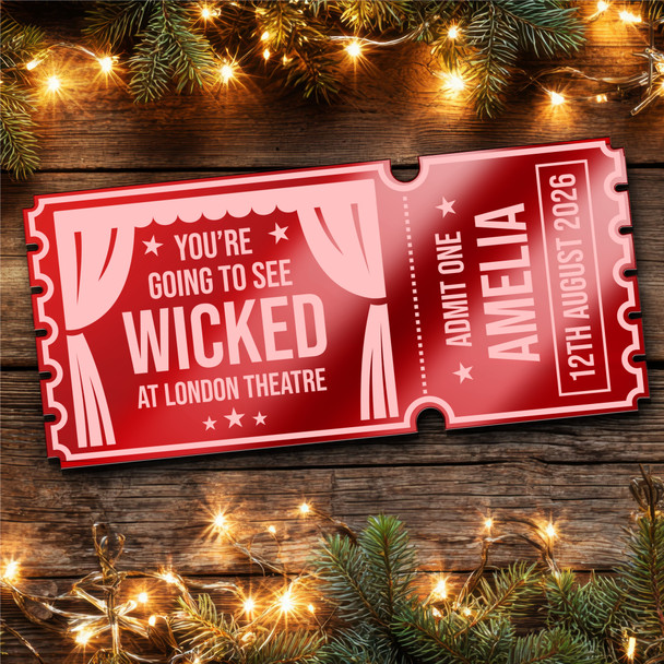 Red Mirror Acrylic Ticket Wicked The Musical Theatre Show Personalised Any Text