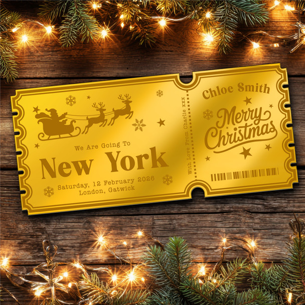 Red Mirror Acrylic Ticket Any Destination Christmas Surprise Holiday Custom