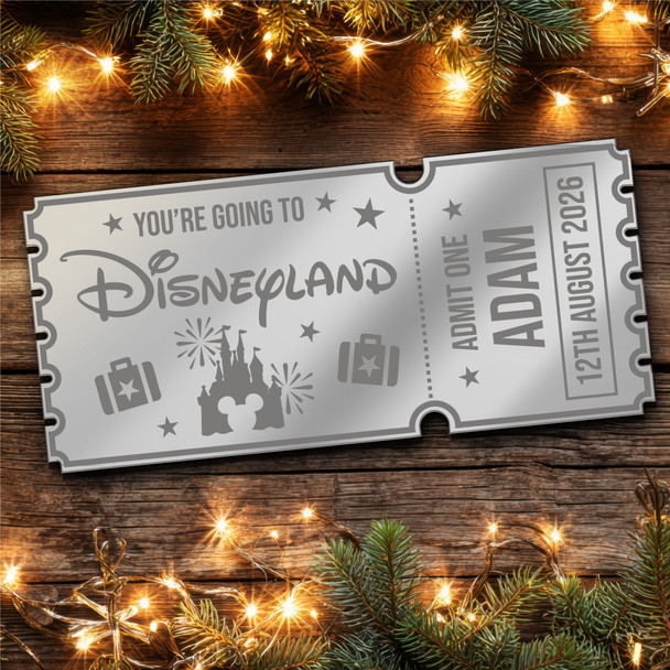 Red Mirror Acrylic Ticket Surprise Disneyland Trip Personalised Any Text Voucher