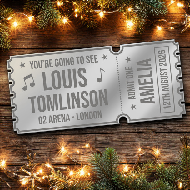 Red Mirror Acrylic Ticket Louis Tomlinson Concert Personalised Any Text Voucher