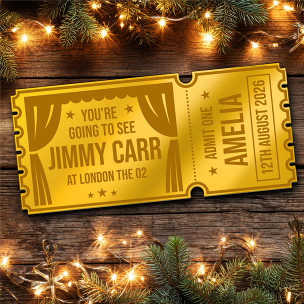 Silver Mirror Acrylic Ticket Jimmy Carr Comedy Theatre Show Personalised Voucher