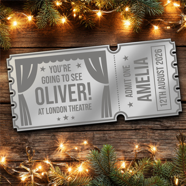 Silver Mirror Acrylic Ticket Oliver The Musical Theatre Show Personalised
