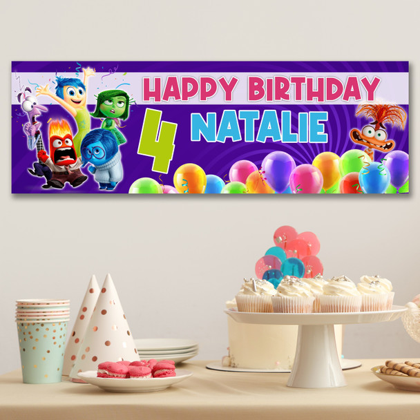 Personalised Party Banner For Kids Birthday Inside Out Balloons
