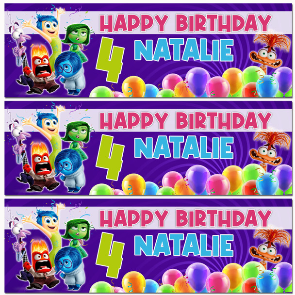 Personalised Party Banner For Kids Birthday Inside Out Balloons