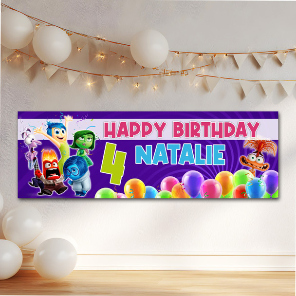 Personalised Party Banner For Kids Birthday Inside Out Balloons