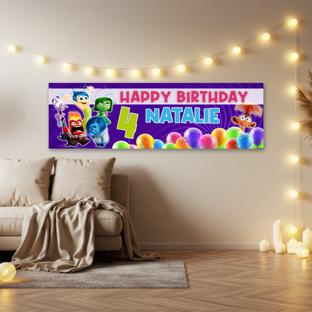 Personalised Party Banner For Kids Birthday Inside Out Balloons