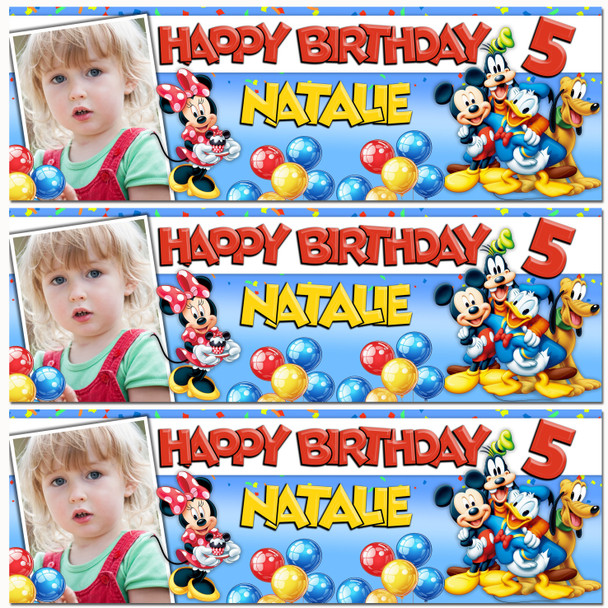 Personalised Party Banner For Kids Birthday Disney Mickey Mouse Clubhouse