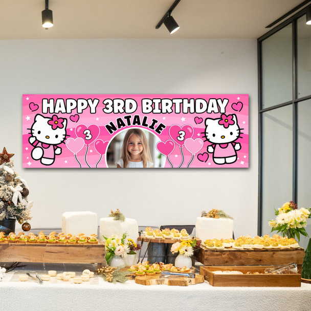 Personalised Party Banner For Kids Birthday Girls Hello Kitty Photo