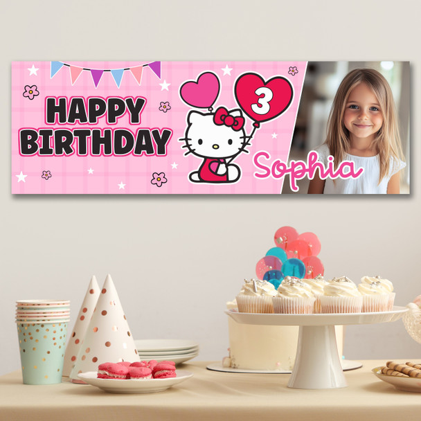 Personalised Party Banner For Kids Birthday Hello Kitty Photo