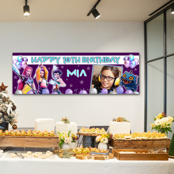 Personalised Party Banner For Kids Birthday Kpop Demon Hunters