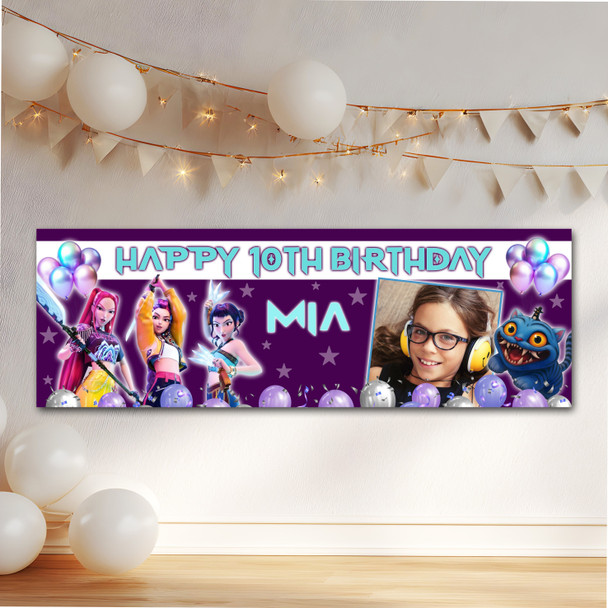 Personalised Party Banner For Kids Birthday Kpop Demon Hunters