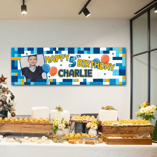 Personalised Party Banner For Kids Birthday Kids Birthday Lego Toy Bricks Photo