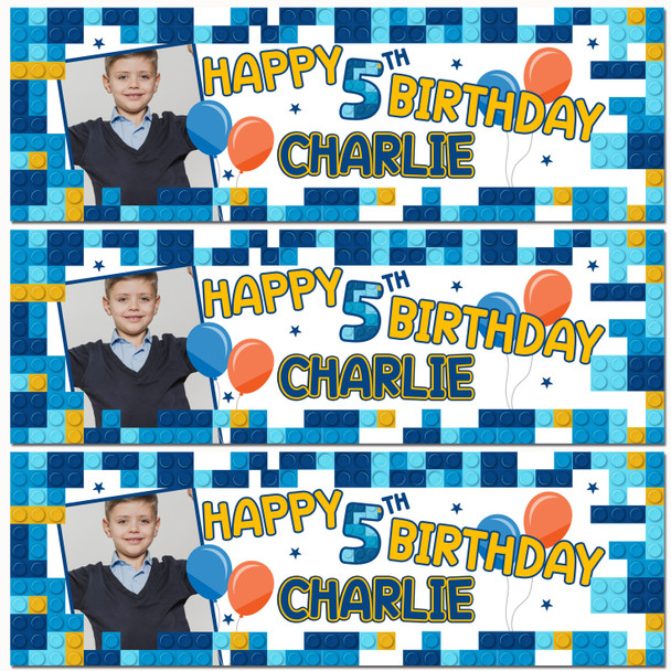Personalised Party Banner For Kids Birthday Kids Birthday Lego Toy Bricks Photo