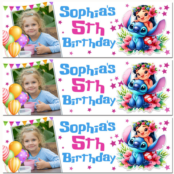 Personalised Party Banner For Kids Birthday Lilo And Stitch Photo