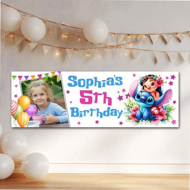 Personalised Party Banner For Kids Birthday Lilo And Stitch Photo