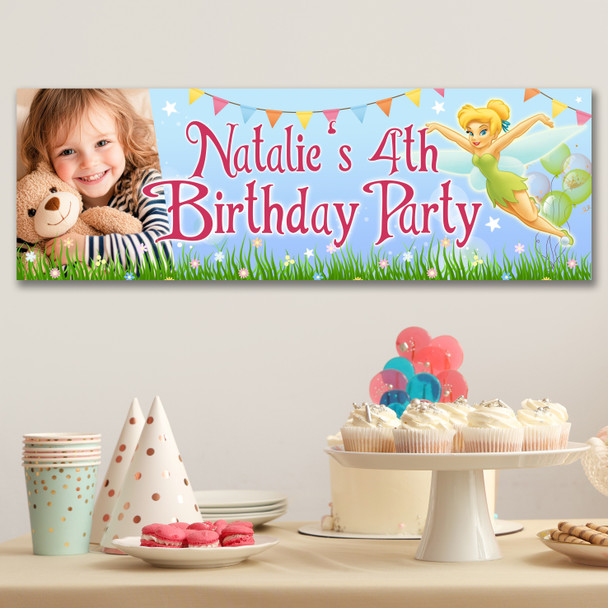 Personalised Party Banner For Kids Birthday Girls Tinker Bell Photo