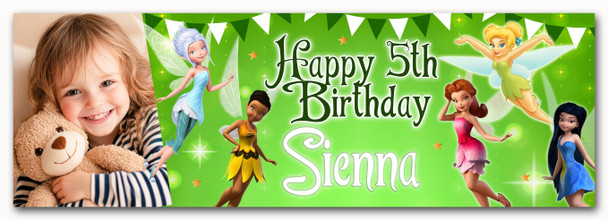 Personalised Party Banner For Kids Birthday Tinker Bell Photo