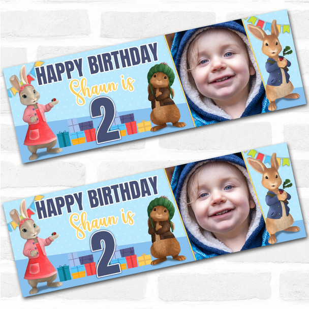 Personalised Party Banner For Kids Birthday Boys Peter Rabbit Blue