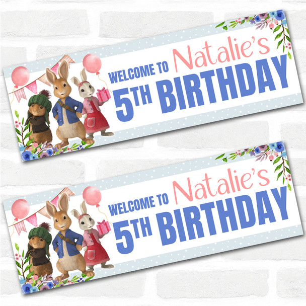 Personalised Party Banner For Kids Birthday Girls Peter Rabbit