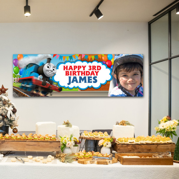 Personalised Party Banner For Kids Birthday Boys Thomas The Tanks Engine Photo