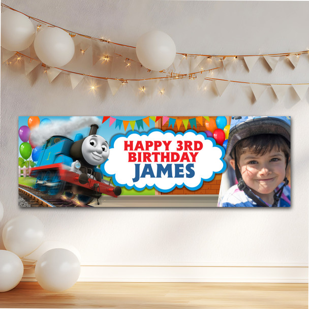 Personalised Party Banner For Kids Birthday Boys Thomas The Tanks Engine Photo