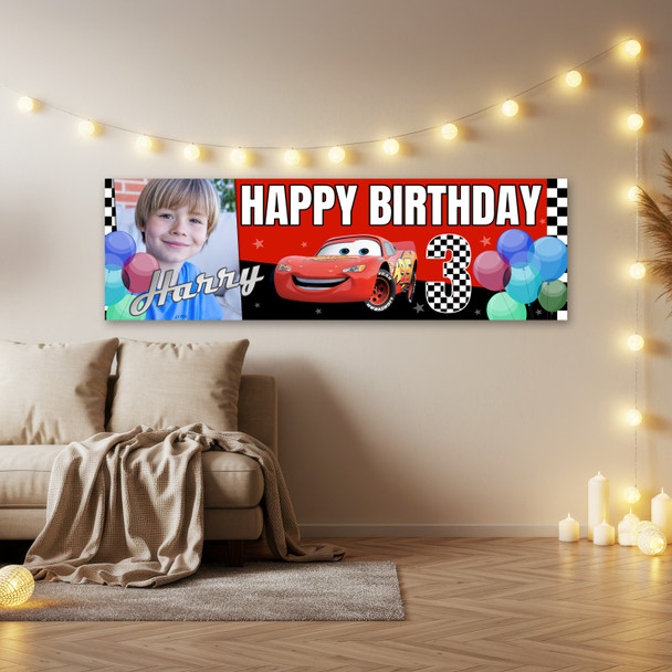 Personalised Party Banner For Kids Birthday Cars Photo
