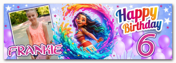 Personalised Party Banner For Kids Birthday Moana Splash Photo