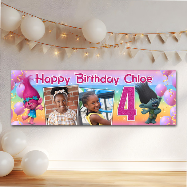 Personalised Party Banner For Kids Birthday Trolls Photos