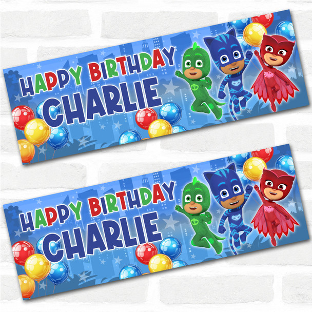 Personalised Party Banner For Kids Birthday Pj Masks