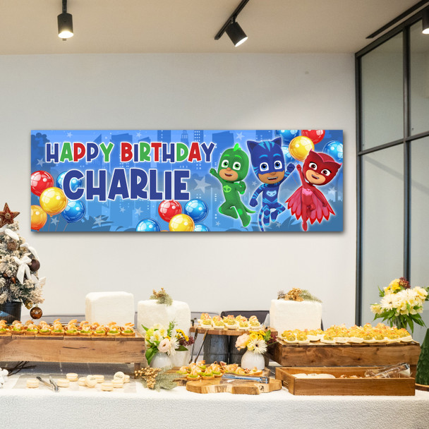 Personalised Party Banner For Kids Birthday Pj Masks