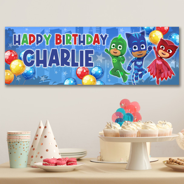 Personalised Party Banner For Kids Birthday Pj Masks