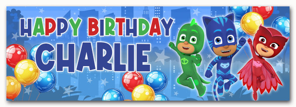 Personalised Party Banner For Kids Birthday Pj Masks