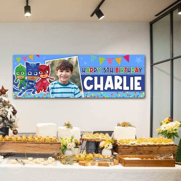 Personalised Party Banner For Kids Birthday Pj Masks Photo