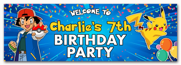 Personalised Party Banner For Kids Birthday Pokémon