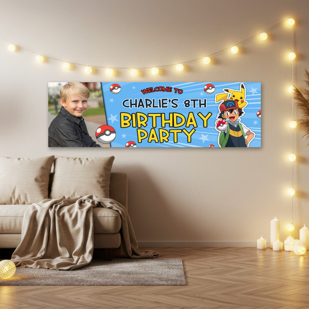 Personalised Party Banner For Kids Birthday Pokemon Photo
