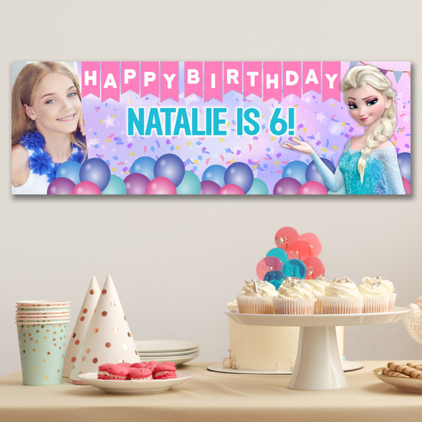 Personalised Party Banner For Kids Birthday Disney Princess Elsa