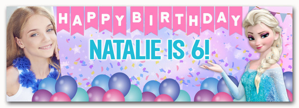 Personalised Party Banner For Kids Birthday Disney Princess Elsa