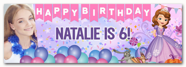 Personalised Party Banner For Kids Birthday Disney Princess Sophia