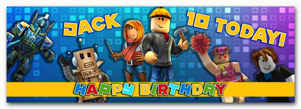 Personalised Party Banner For Kids Birthday Roblox Theme
